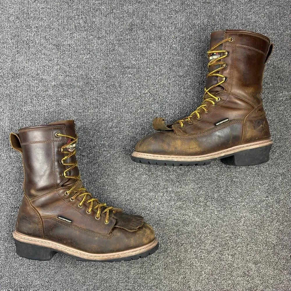 Field & Forest 1036 Brown Leather Waterproof Logger Boots Kiltie Mens Sz 10.5 D